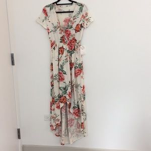 Floral white high low dress